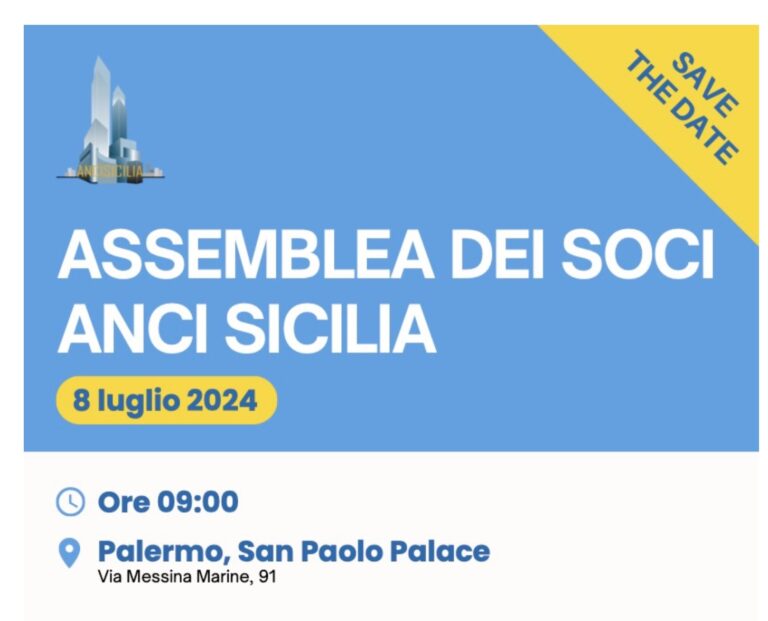 Assemblea dei Soci ANCI Sicilia l’8 luglio  a Palermo
