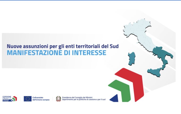 Nuove assunzioni per gli enti territoriali del Sud, manifestazione di interesse